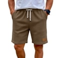 thumbnail image 2 of Nestiefly Mens Waffle Shorts Summer Casual Textured Knit Drawstring Elastic Waist Comfy Short with Pockets Beach Vacation Brown L, 2 of 7