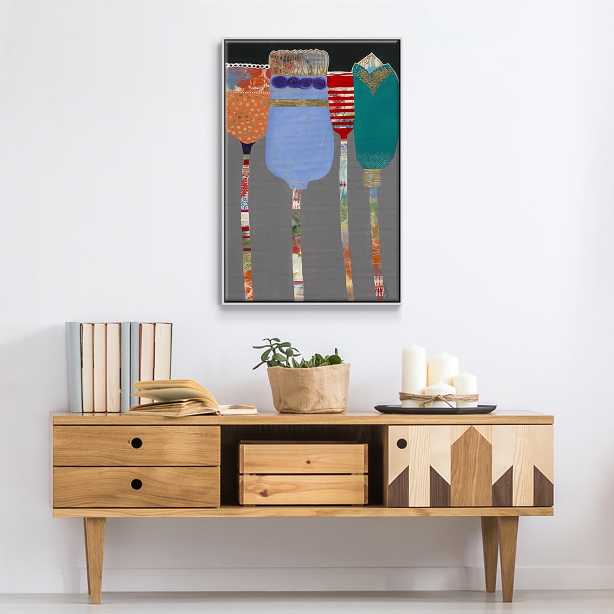 Tall Tulips Framed Premium Gallery Wrapped Canvas - Ready to Hang - 27 x 41 - White Floating Frame