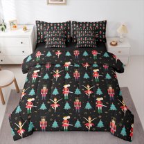 Feelyou Cartoon Elf Princess Bedding Comforter Set 7 Pieces, Fairy Tale Nutcracker Full Bedding Set, Green Christmas Tree Reversible Fitted Sheet Flat Sheet, Breathable Home Decor