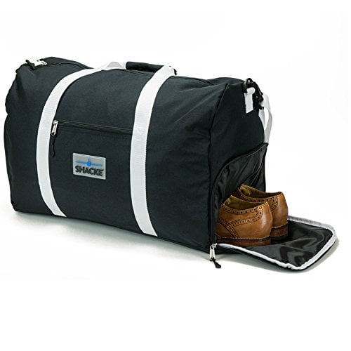 Shacke's Travel Duffel Express Weekender Bag Carry On Luggage with Shoe Pouch (Black) by