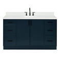thumbnail image 2 of Ariel Kelly 60 Inch Single Oval Sink Bathroom Vanity With Carrara White Quartz Countertop 1.5 Inch Edge In Midnight Blue, 2 of 12