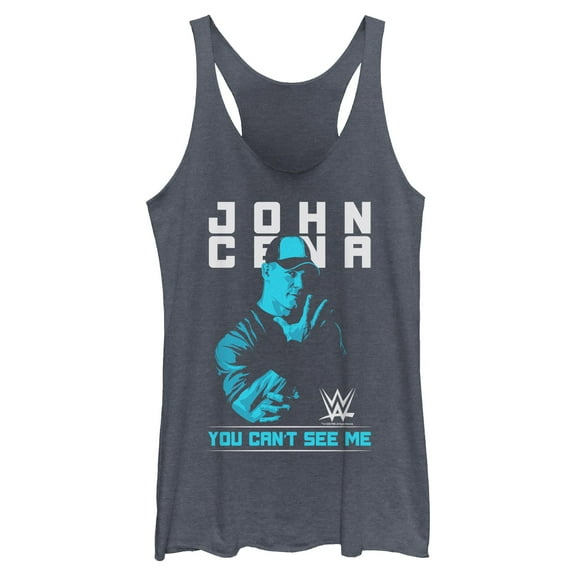 Womens WWE John Cena You Can't See Me Blue Racerback Tank