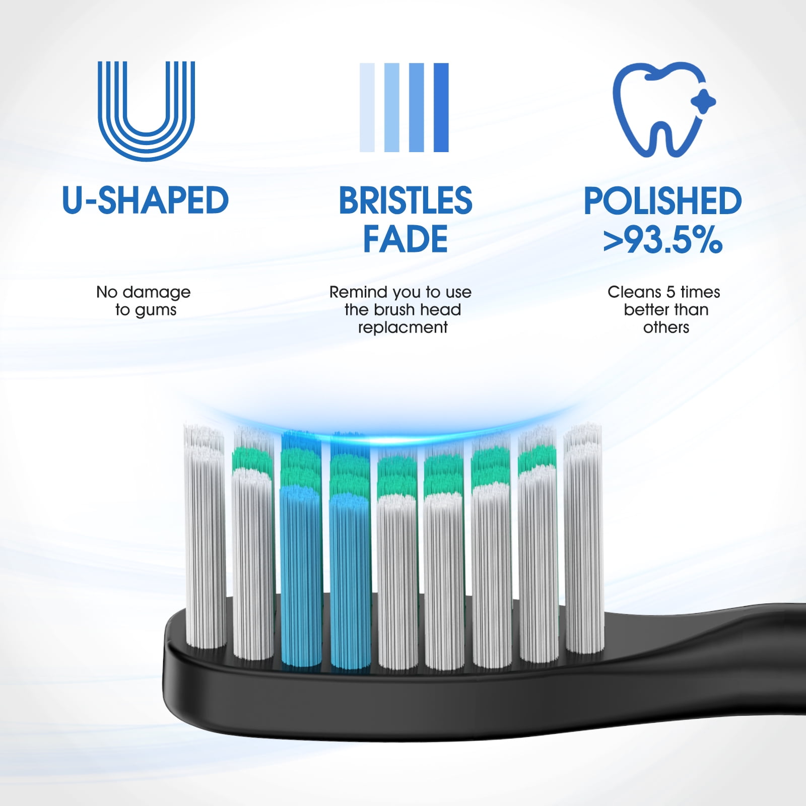 delpattern Sonic Electric Toothbrush, Adult Toothbrush Electric with 8 Brush Heads, 6 Modes, Wireless Fast Charge, 40000 VPM Deep Clean, Travel Case, Smart Timer, Black