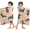 thumbnail image 4 of Dachshund and Flower Hooded Bath Towel，60"x35" for Ages 3 To 12 Kids, Quick Dry Lightweight Soft Microfiber Hood Beach Towel Cover Up for Kids, 4 of 7