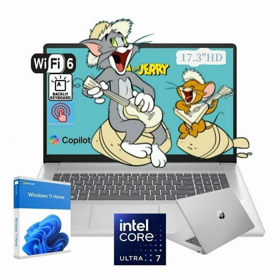 HP 2025 17.3" HD Touchscreen Laptop, for Business and Students, Intel Core Ultra 7 255U, 64GB RAM, 1TB SSD,Copilot, Backlit Keyboard ,Wi-Fi 6, Bluetooth, Webcam, Windows 11 Home