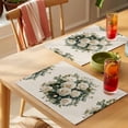 thumbnail image 4 of Placemat Set of 6 White Roses Placemats for Dining Table Retro Style Washable Table Mats for Kitchen and Party Decor Indoor & Outdoor Use, 4 of 8