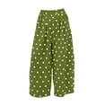 thumbnail image 6 of Favoffer Women's Casual Pants Elastic Waist Polka Dot Print Pocket Comfortable Long Linen Pants Wide Leg Pants for Work Travel Shopping Lounging, 6 of 6