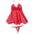 thumbnail image 2 of WCJM Women's blended casual skirt including 1pc top +1pc underpants Red Lace Women'S Lace Lace FASHION Female See Through Front Split Halter Nightgown, 2 of 4