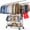 3 Rods, Silver, variant on Heavy Duty Clothes Rack with Wheels, Rolling Garment Rack 650 LBS, Adjustable Storage Rack