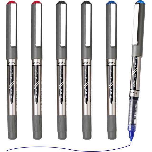 SHIYOU-Stylos Rollerball Liquides Pointe à Aiguille, Pointe Extra Fine 0.5mm, Lot de 6 Stylos Rollerball 3 Couleurs Séchage Rapide, Stylo Roulant Écriture Fluide pour Journaling, Prise de Notes, Fournitures de Bureau et d'École
