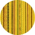 thumbnail image 1 of Ahgly Company Machine Washable Indoor Round Abstract Yellow Modern Area Rugs, 8' Round, 1 of 4