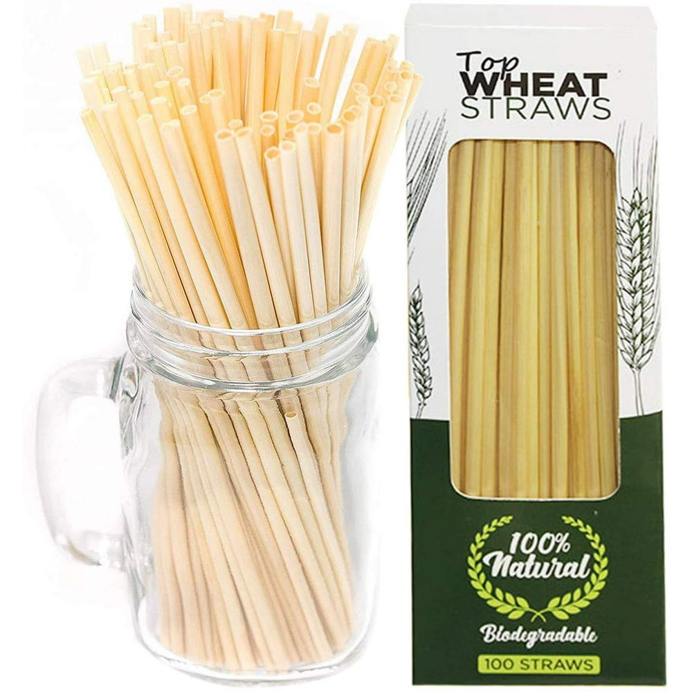 Wheat Straws, Pack of 100, 7.87 inch, FDA Approved 100 Biodegradable