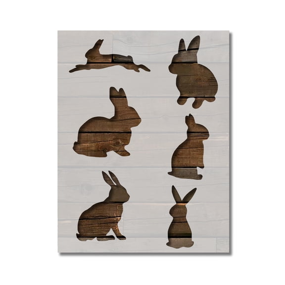 Bunny Rabbits Stencil Template Reusable 8.5 x 11 for Painting on Walls, Wood, Etc. By Stencilville