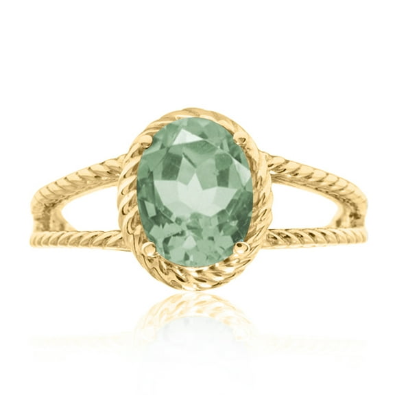 1.25 Carat Green Amethyst Oval Shape Ring In 10K Solid Rose, White & Yellow Gold