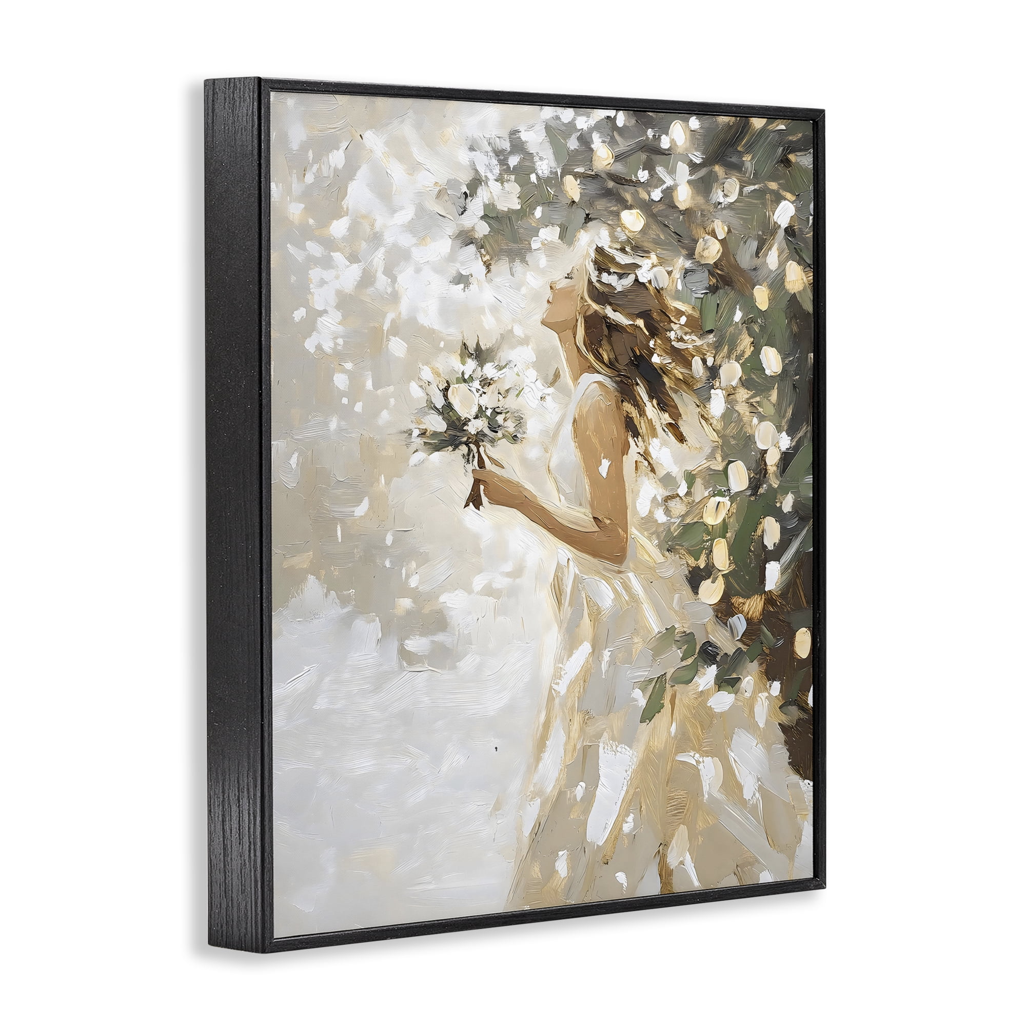 Soft White Snow Flurry Black Framed Giclee Art, design by LSR Design Studio