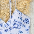 thumbnail image 7 of Bosanter Girls Swimsuit 3 Piece Bathing Suit Cute V Neck Floral Print Bikini Swimsuit with Drawstring Beach Skirt, Blue 9-10Y, 7 of 7