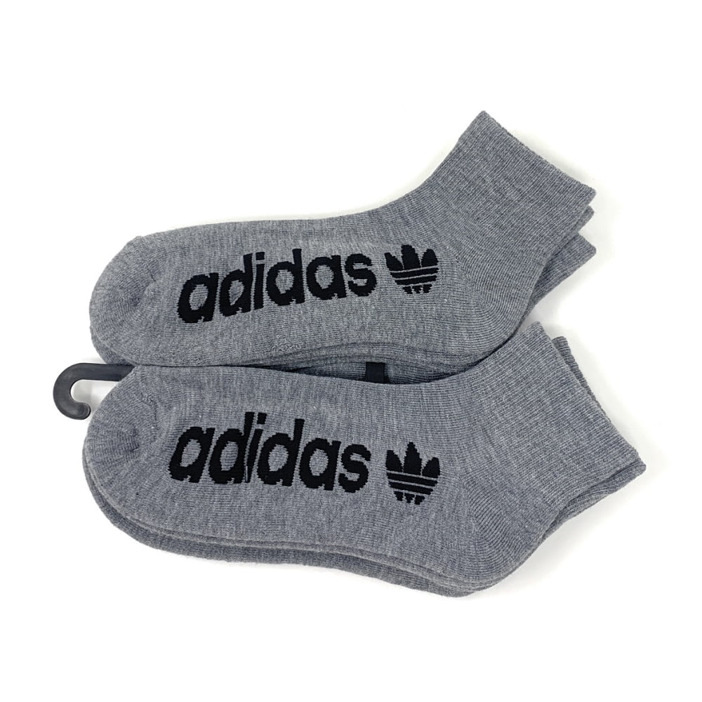 adidas Men's Originals Quarter Ankle Socks, 6 Pairs, (Shoe Size 6-12) (Grey Heather/Black)