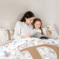 thumbnail image 5 of Homewish Initial Letter B Bedding Comforter Set,Cute Country Flower Twin Comforter Sets,Gold White Bedding Set For Girl,Breathable Bedroom Decoration Reversible,2-Piece, 5 of 8