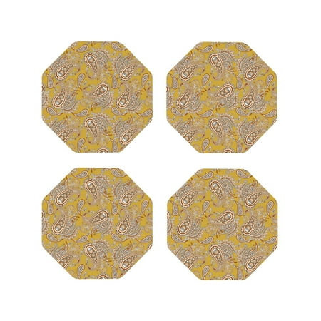 

Drink Coasters Set of 4 Paisley Print No.J912 Leather Coasters for Coffee Table Protector Heat Resistant Cute Coasters for Home Decor Housewarming Gifts Bar Kitchen 4 Inch Octagon