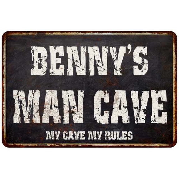 BENNY'S Man Cave Black Grunge Sign Home Décor Gift Cave Funny 112180004125