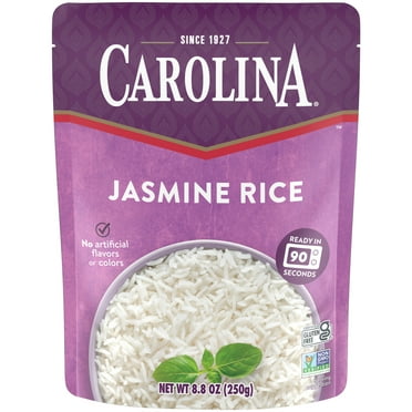 Carolina Ready-to-Eat White Jasmine Rice, Microwaveable Rice, Gluten Free, 8.8 oz Pouch
