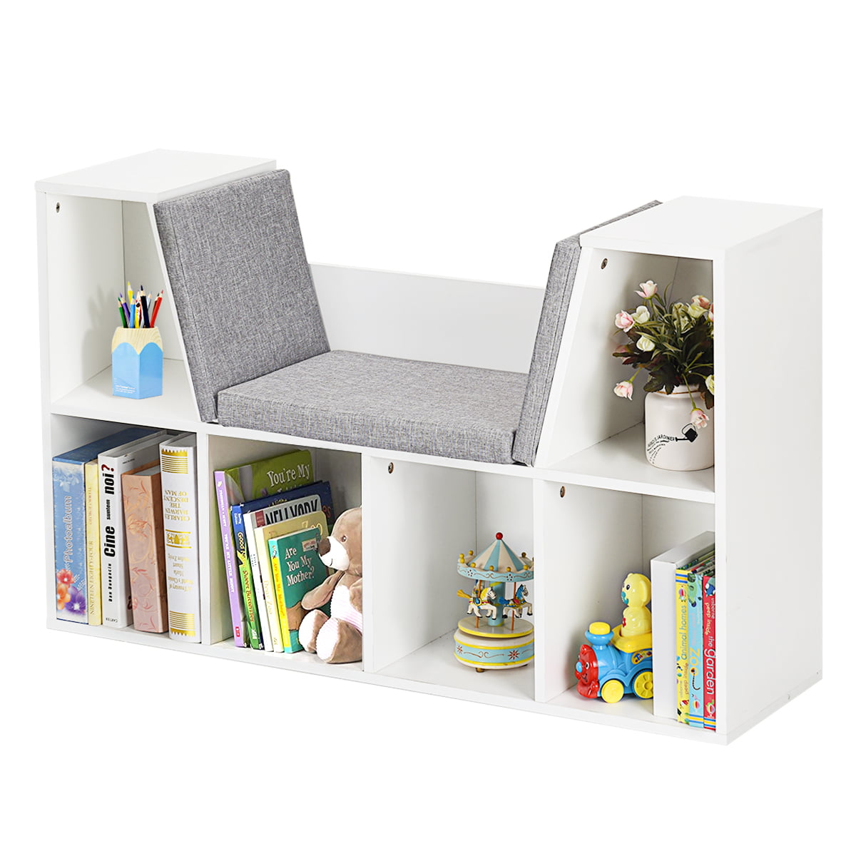 Topbuy Storage Cabinet Kids Bookcase Multi-Functional Display Shelf