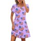 thumbnail image 1 of Puntoco Vestido De Chaleco De Manga Corta Estampado De Verano Suelto Casual Para Mujer Vestido De Cuello Redondo De Manga Corta Púrpura S,Regalos Para Mujer Joven, 1 of 5