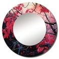 thumbnail image 2 of Designart "Minimalist Botanical Leaves in Red and Black I" Leaves Round Mirror Wall Decor Traditional - Large Red Round Bathroom Mirror - Round Mirror - 36" x 36", 2 of 6