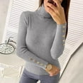 thumbnail image 4 of Womens Sweaters Fall Sweaters for Women Women's Stylish Slim Fit Solid Color Crew Neck Button Down Pullover Sweater, 4 of 7