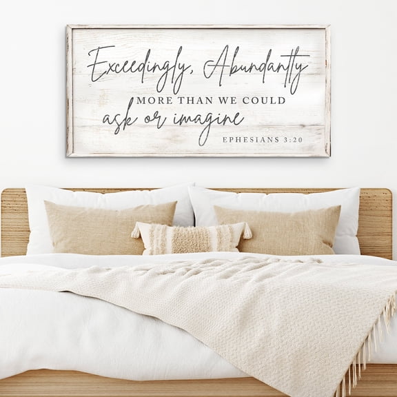 24''x48'' Exceedingly Abundantly Canvas Wall Art, Ephesians 3:20 Christian Scripture Wall Decor