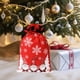 thumbnail image 5 of Bolsa grande de regalo navideña con cordón | Diseño de Papá Noel sin rostro con estampado de bosque de terciopelo | Bolsa infantil para dulces y regalos de fiesta, 5 of 6