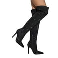 thumbnail image 6 of Mostsola Over the Knee Boots for Women with Zipper Pull on Suede Rhinestone Trendy Stiletto, 6 of 9