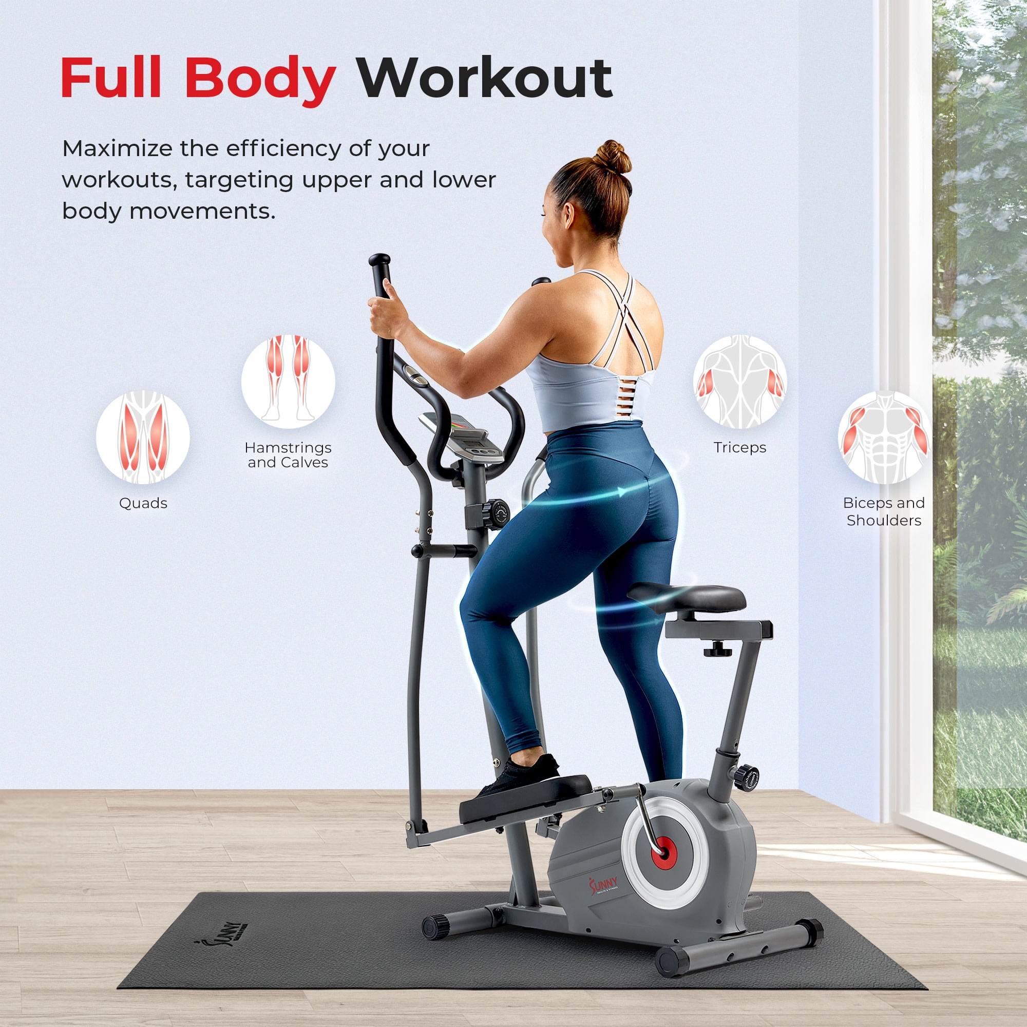 Sunny Health & Fitness Elliptical SMART Essential Interactive Series Elliptical Cross Trainers with Free SunnyFit® App