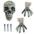 thumbnail image 4 of 3Pcs/Set Halloween Skeleton Ornaments Ground Plug Skeleton Head Haunted House Props and Hands Set for Halloween Haunted House Props, 4 of 8