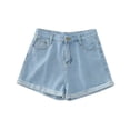 thumbnail image 2 of Conairie Blue Jean Shorts for Women Baggy Stretchy High Waisted Denim Shorts Comfort Summer Distressed Trousers with Pockets L, 2 of 9