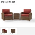 thumbnail image 3 of Crosley Furniture Bradenton Ensemble de Conversation de Patio en Métal 3 Pcs, Rouge Sangria, 3 of 12