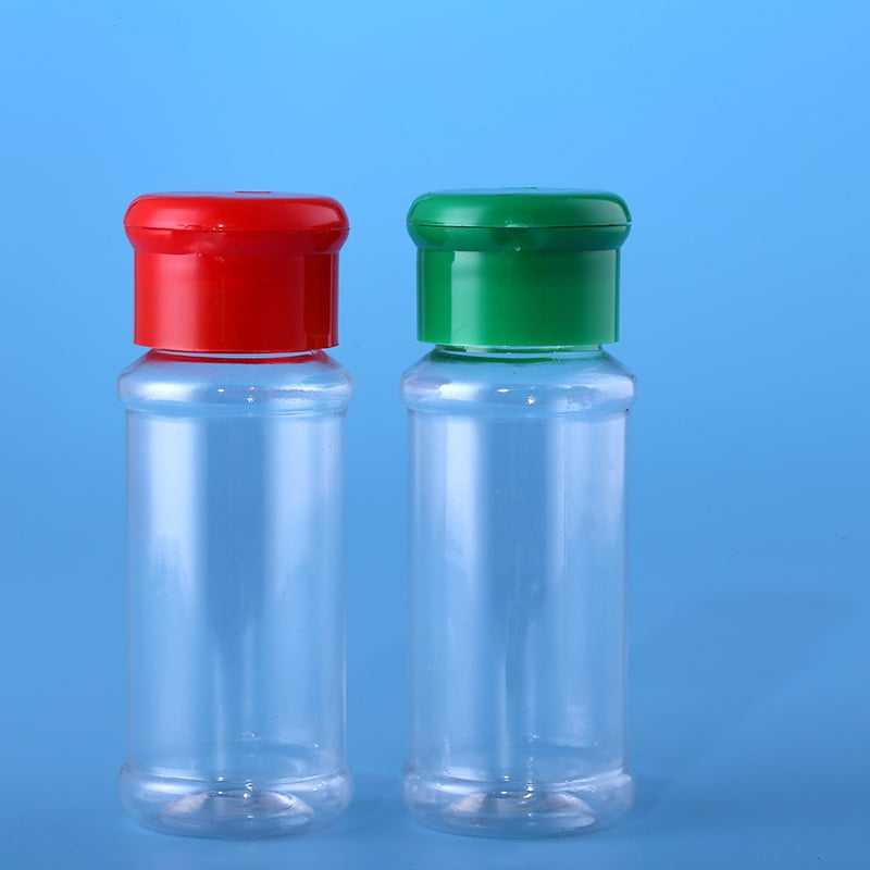 2pcs/Set Plastic Salt Pepper Vinegar Oil Cruet Shaker Jar Clear Bottle Pot MC