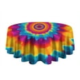 thumbnail image 5 of Colorful Rainbow Tie Dye Spiral Pattern Round Tablecloth 60"x60",Wrinkle Wipeable Table Cloth for Kitchen Dining Room Picnic Patio Party, 5 of 6