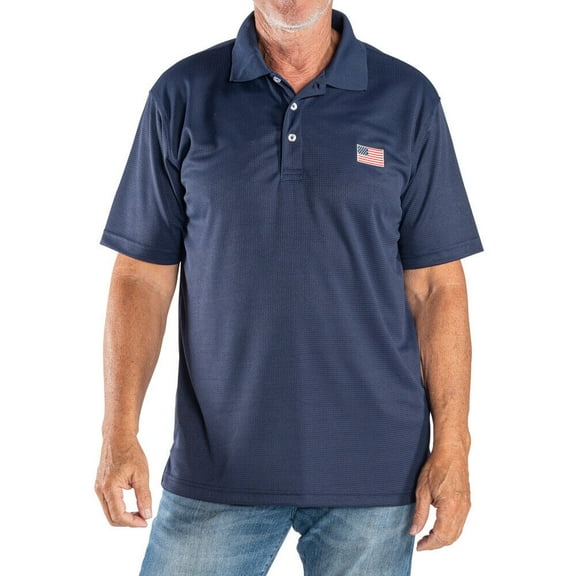 Men's Patriotic American Flag Performance Grid Polo 4th of July Blue Polo Shirt