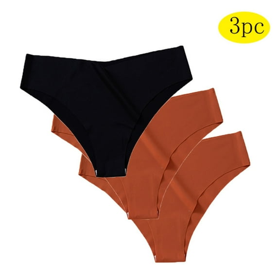 Diufon 3PCS Womens Silk Underpants Solid Color Half Coverage Soft Brief Elastic Waist Panties