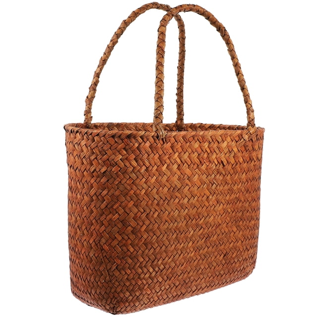 Canasta de picnic tejida Cesta de mano Cesta de frutas de vegetales Canasta tejida a mano