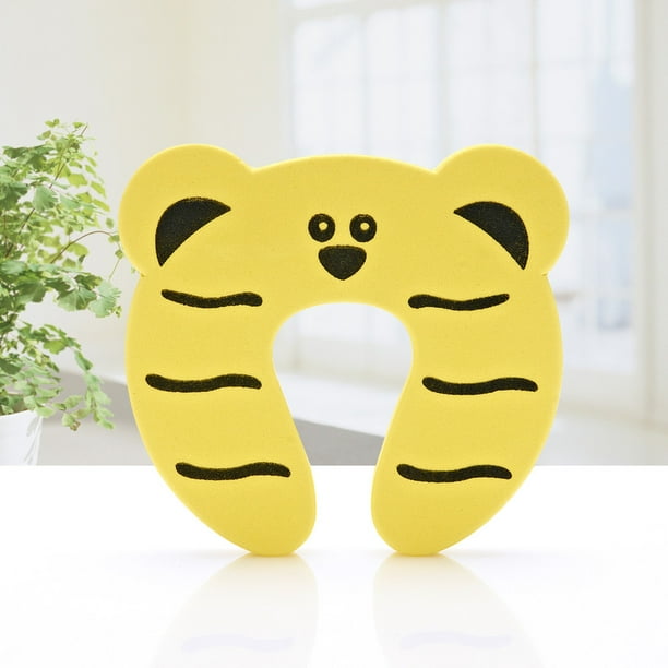 Tope de puerta Animal de dibujos animados de espuma tapón de la puerta del protector del amortiguador Holder Lock Guardia de seguridad para niños niños bebé tigre amarillo Abody Tope de puerta