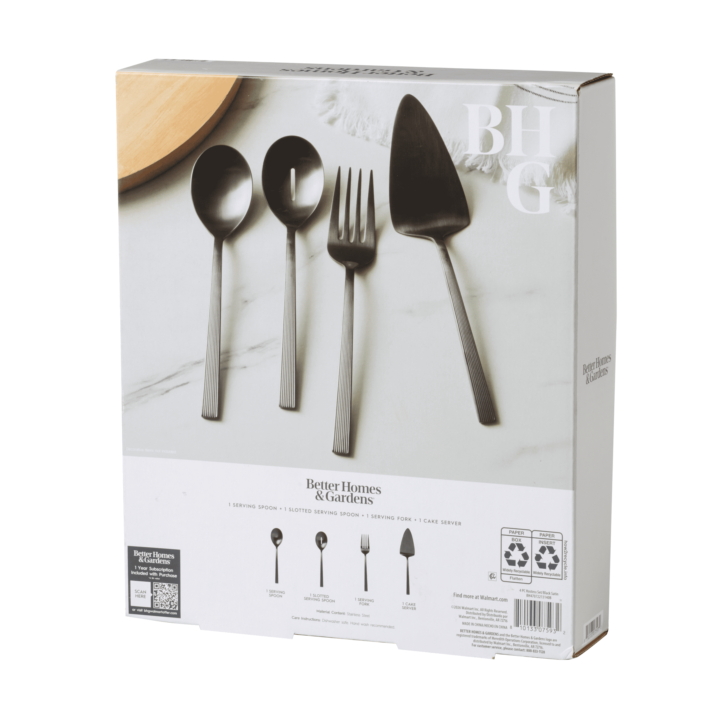 Better Homes & Gardens River Collection Black 4-Piece Stainless Steel Serving Set