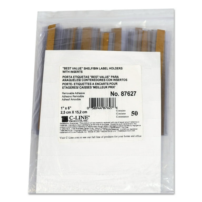 Economy Label Holder Strips - Pack Of 50, Simple Plastic Label Holders
