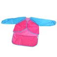 thumbnail image 2 of Children Kids Waterproof Long-sleeved Smock Apron for Painting (Red+Blue), 2 of 7