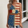 thumbnail image 7 of 250th Anniversary Tank Top for Women - Patriotic V-Neck Sleeveless Top with Flag Print - 1776-2026 America Graphic Pleated Tank - Summer Casual Loose Fit Tunic Blue L, 7 of 7