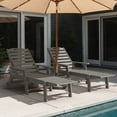 thumbnail image 3 of Ciokea HDPE Chaise Lounge Chairs Outdoor Set of 2 Wood Texture with Wheels 5 Positions Cup Holder for Patio Pool Gray, 3 of 9