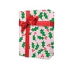 1 Pack, Pink Holly Wrapping Paper 24"x100', Cutter Box for Party, Holiday & Events, Made in USA