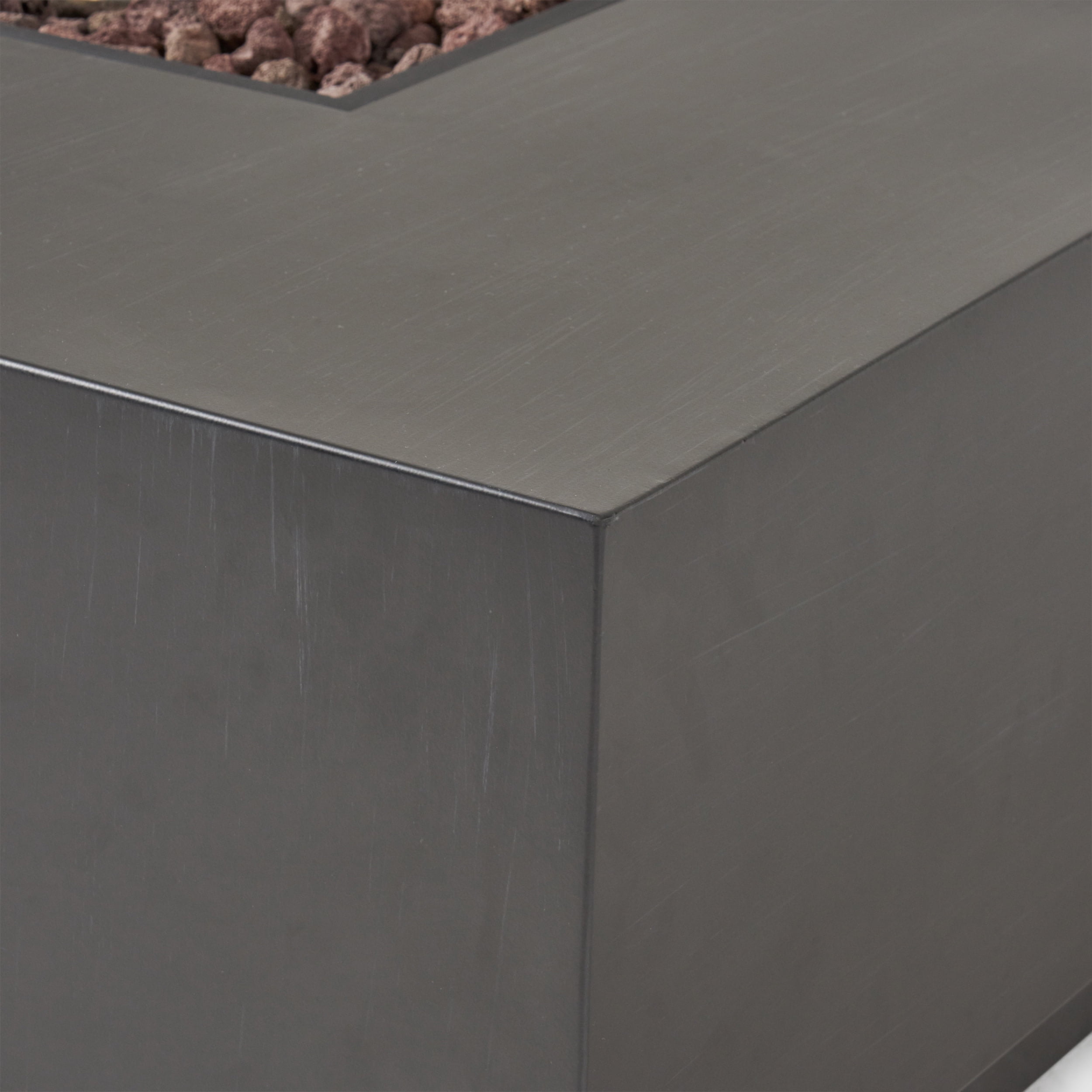 Reign Metal Outdoor 50,000 BTU Square Fire Pit (No Tank Holder), Dark Gray