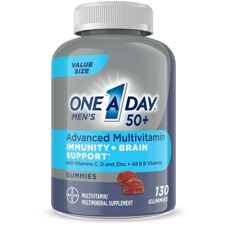 One A Day Men’s 50+ Gummies, Advanced Multivitamin For Men with Brain Support and Immunity Support, Vitamins For Men with Super 8 B Vitamin Complex, Value Size, 130 Count